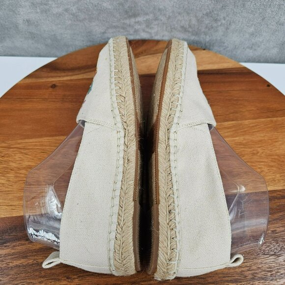 LOFT Espadrilles Shoes 7.5 M Natural Floral Leaf Embroidered Comfort Casual Boho - Picture 11 of 16